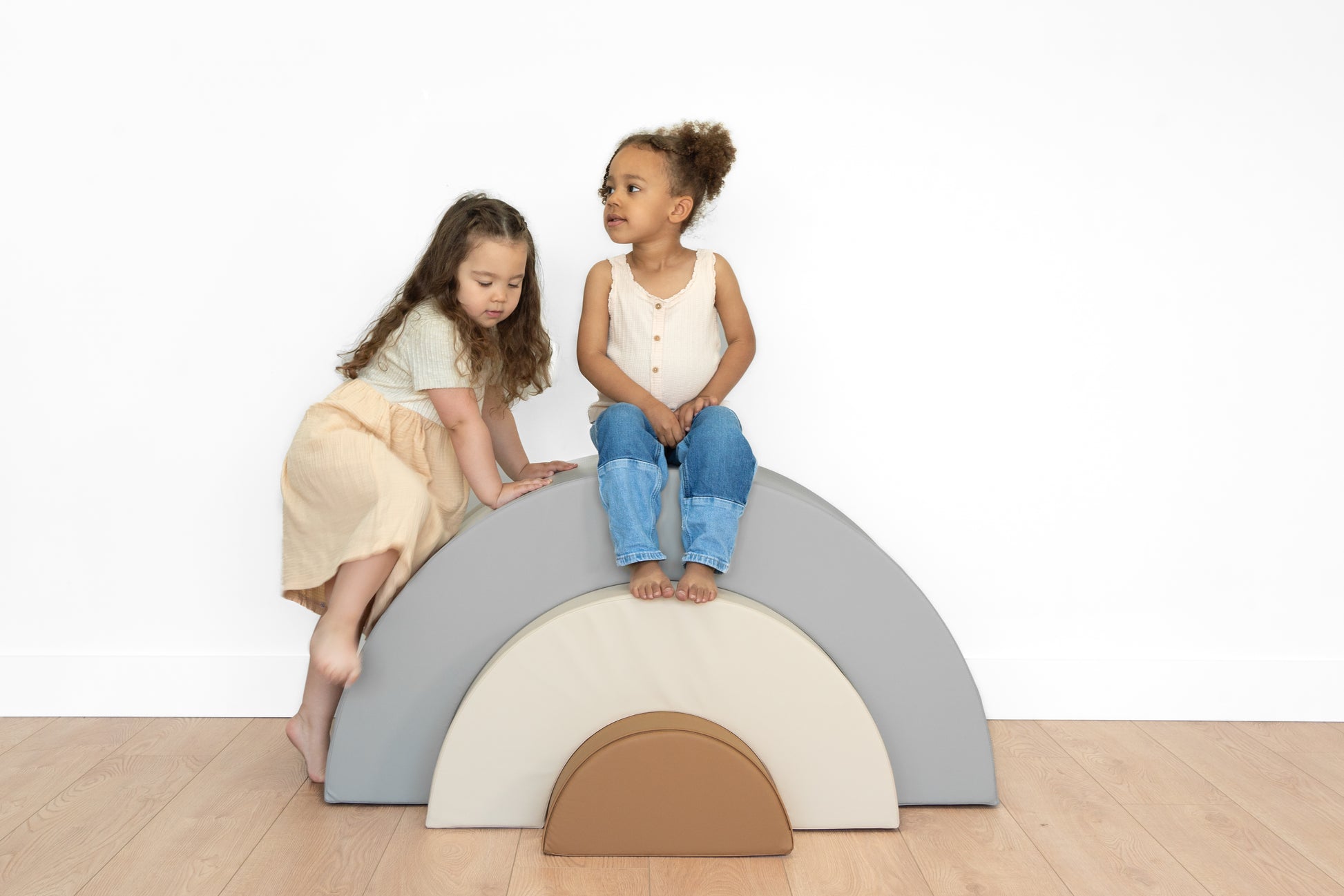 north&nova vegan leather foam playset rocker front view maple 2 kids